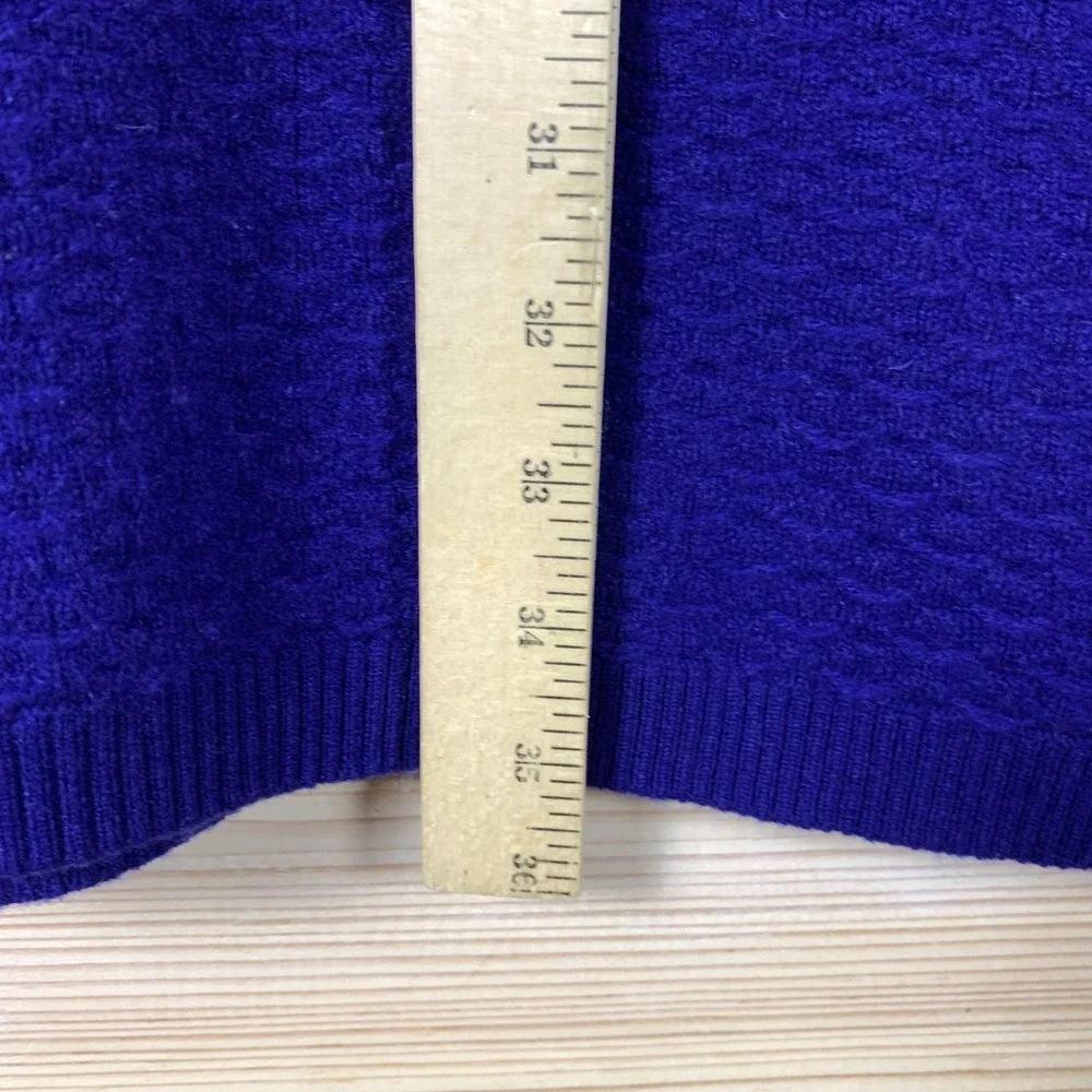 Qi Cashmere Scarf Bold Blue Woven Textured Ribbed Trim Luxury City‎ Travel 14x70 - Picture 9 of 10